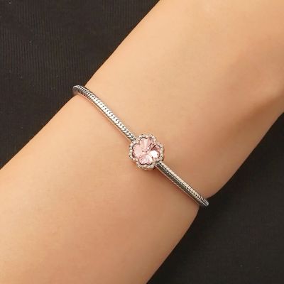 Charm Trébol de Cuatro Hojas Rosa