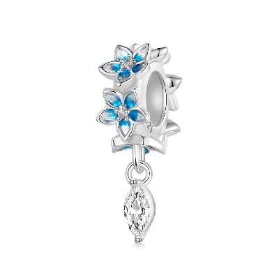 Charm de Clip Flor Goteo Azul