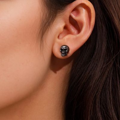 Pendientes Góticos Calavera Negra
