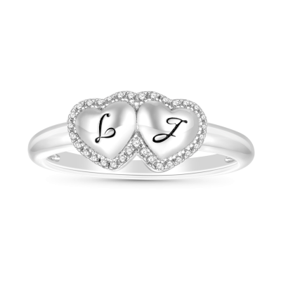 Anillo de Dos Corazones Grabable
