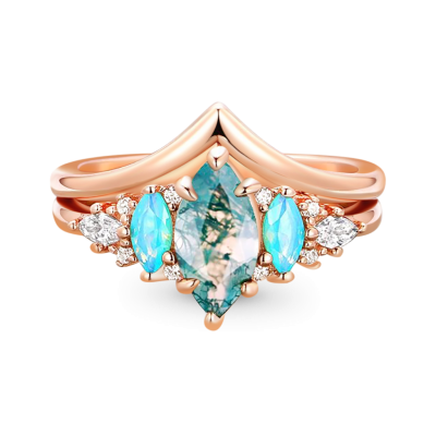 Anillo Apilable Ágata Musgo Verde
