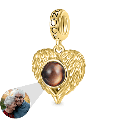 Colgante Corazón Proyección Foto Chapado en Oro 18K