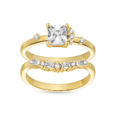 Anillos Apilables Curva Circonita Cuadrada