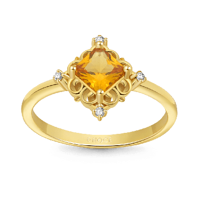 Anillos Solitarios Corte Amarillo