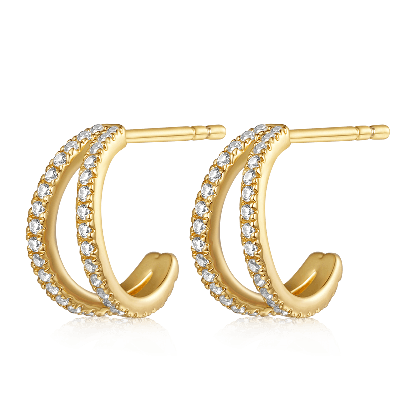 Pendientes de Aros Dobles de Zirconia Cúbica