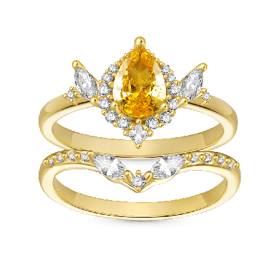 Anillo Apilable Amarillo Corte Pera