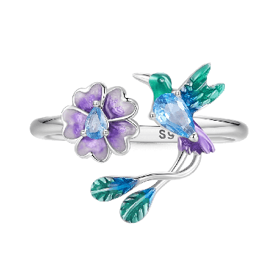 Anillo Flor y Pájaro Naturaleza Primavera