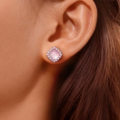 Pendientes Cuarzo Rosa Natural