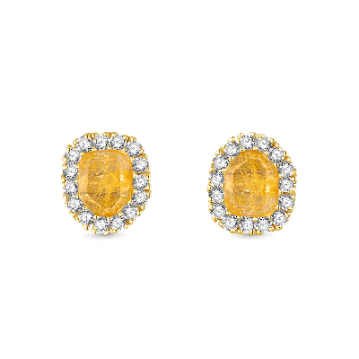 Pendientes de Cuarzo Rutilado de Oro