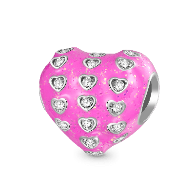 Charm Corazón de Piedra Preciosa Rosa