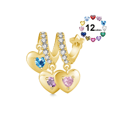 Colgante chapado en Oro Tres Corazones Familia