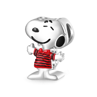 Peanuts Snoopy Charm Rayas Manga Corta