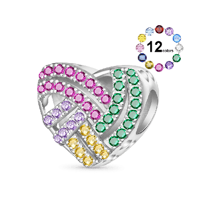 Color CZ Brilliant Heart Charm