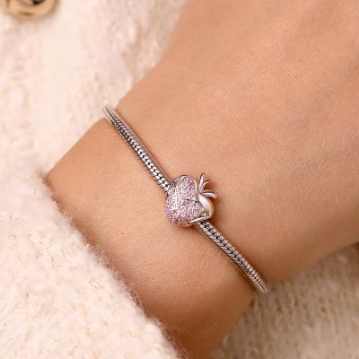 Charm Corazón Grabable Cristal Rosa