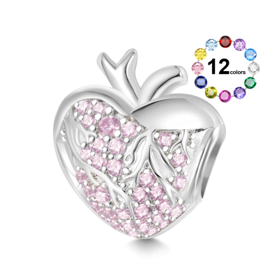 Charm Corazón Grabable Cristal Rosa