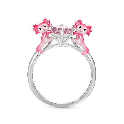Anillo Abrazo Axolotl Diamante Rosa