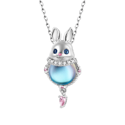 Collar Conejo de Pascua Piedra Lunar