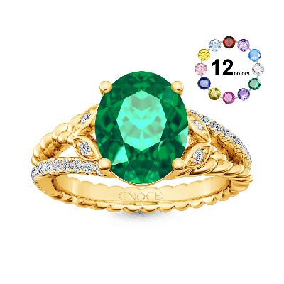 Anillo de Esmeralda Corte Oval Vintage