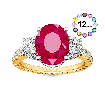 Anillo de Tres Piedras Ovalado