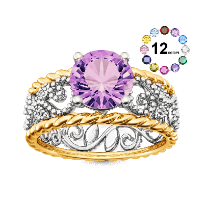 Anillo Vintage de Cuerda Trenzada con Piedra Redonda