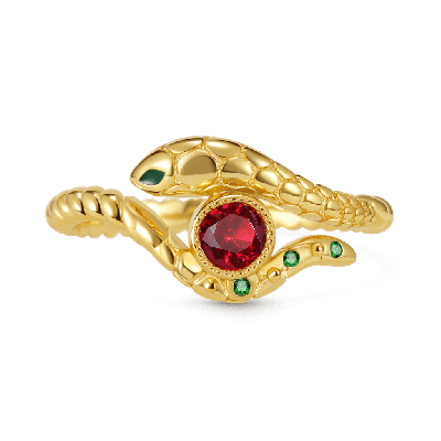 Anillo de Cuerda Trenzada Serpiente Envuelve Gema