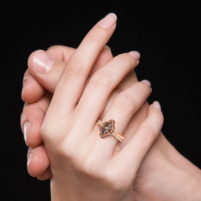 Anillo Vintage Marquesa Halo Marrón