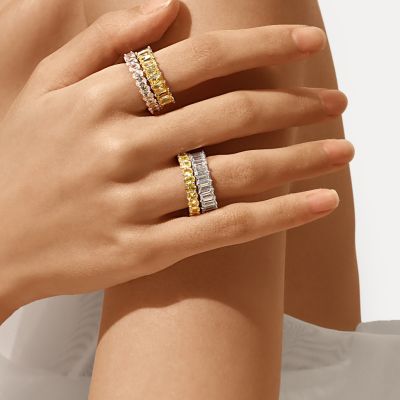 Anillo Topacio Blanco Corte Baguette