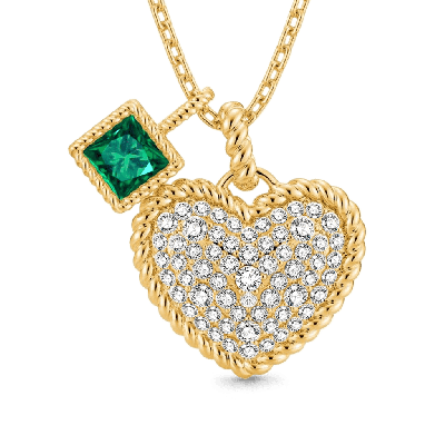 Collar Twisted Rope Corazón Pavé y Esmeralda Princesa