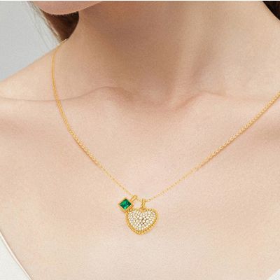 Collar Twisted Rope Corazón Pavé y Esmeralda Princesa