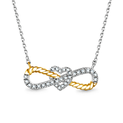 Collar de Cuerda Torcida Infinito y Corazón Bicolor