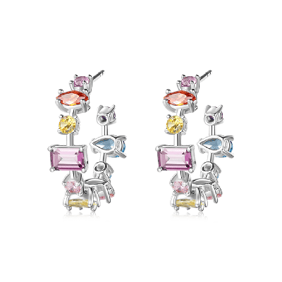 Pendientes de Aro Multicolor y Cortes Mixtos