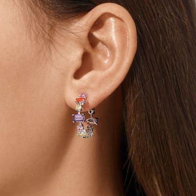 Pendientes de Aro Multicolor y Cortes Mixtos