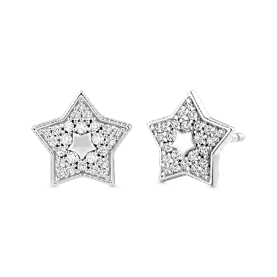 Pendientes de Estrella con Pavé de Topacio Blanco