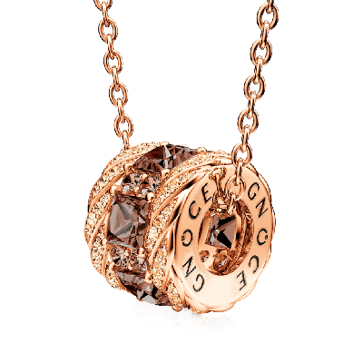 Collar De Tambor Pavimentado Con Gemas Marrones