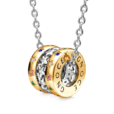 Collar De Tambor De Estrellas Brillantes En Dos Tonos