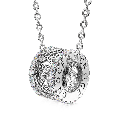Collar De Colgante De Tambor De Flor De Rosa