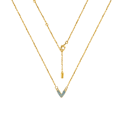 Collar "V" de CZ Baño de Oro de 18K