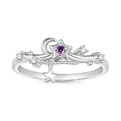 Anillo de Luna Estrellada Azul Brillante
