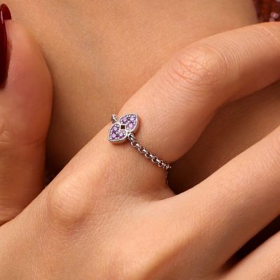 Anillo de Amor Inicial de Cadena Ajustable