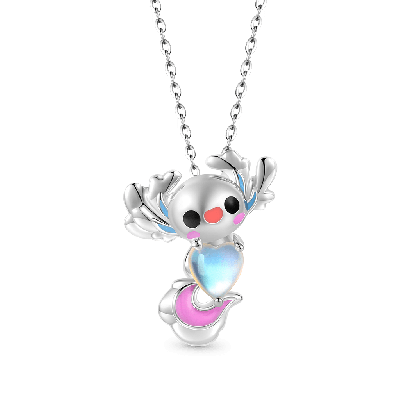 Collar de Luna de Piedra de Luna Axolotl Mexicano