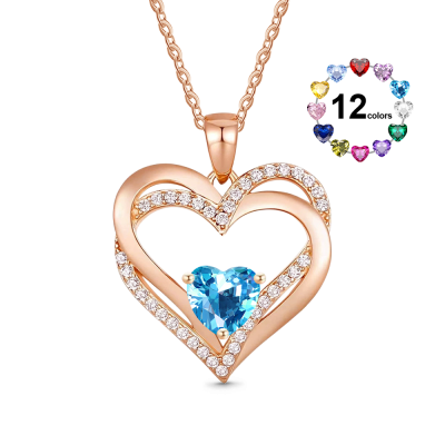 Collar de Corazón con Piedra de Nacimiento