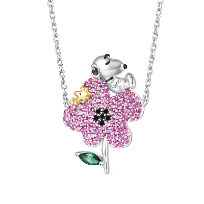 Collar de Diamantes de Flor Snoopy