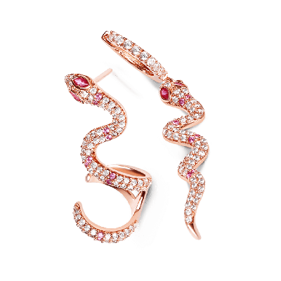 Pendientes de serpiente ojos rosados