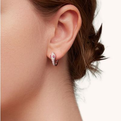 Pendientes Huggie de Serpiente de Diamante