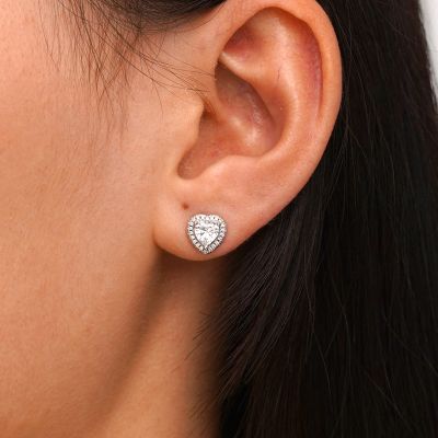 Pendientes De Diamante En Forma De Corazón Brillante