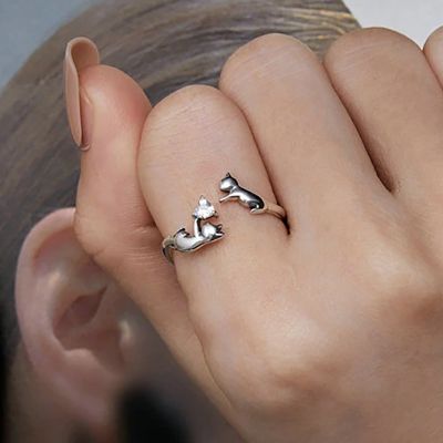 Anillo Abierto con Gato Piedra Natal