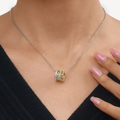 Collar De Tambor De Moda Cruzado En Dos Tonos