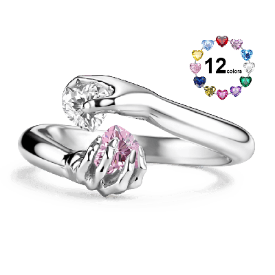 Anillo Piedra Natal Corazón de Mano