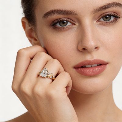 Anillo Compromiso Corte Pera Hoja