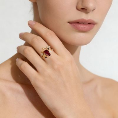 Set Anillo Compromiso Corte Ataúd